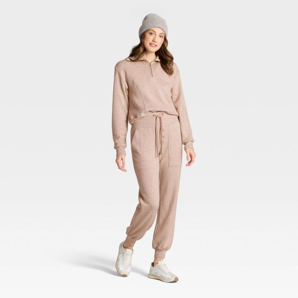 Universal Thread - Women's Quarter Zip Pullover Sweatshirt - Universa Oatmeal - Picture 3 of 3